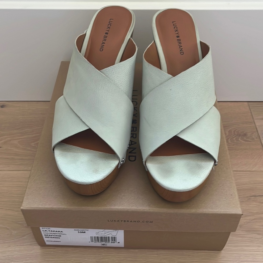 Lucky Brand seafoam Takara clog platform sandal size 10 VGUC